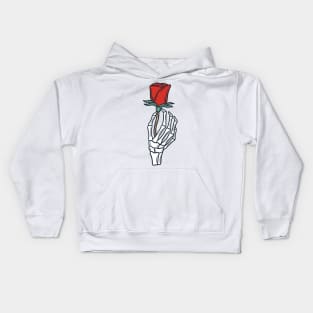 Sketelon Hand with Rose Kids Hoodie